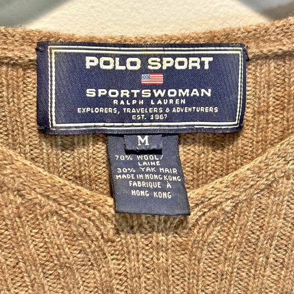 Vintage Polo Sport Brown Ribbed Wool Blend Sweater - size Medium - Picture 4 of 4